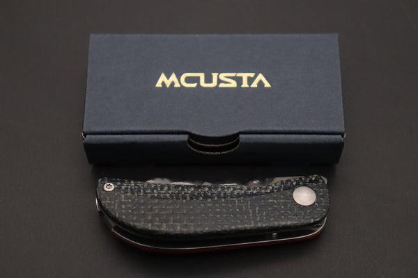 Mcusta New MC-21D Petit Series Mini Folders, VG-10 Damascus Blade, Jute Micarta Handles - japaneseknifedirect.mom