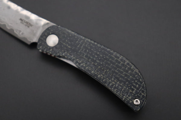 Mcusta New MC-21D Petit Series Mini Folders, VG-10 Damascus Blade, Jute Micarta Handles - japaneseknifedirect.mom