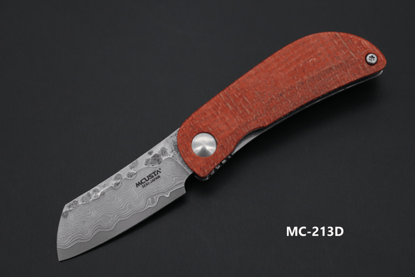 Mcusta New MC-21D Petit Series Mini Folders, VG-10 Damascus Blade, Jute Micarta Handles - japaneseknifedirect.mom