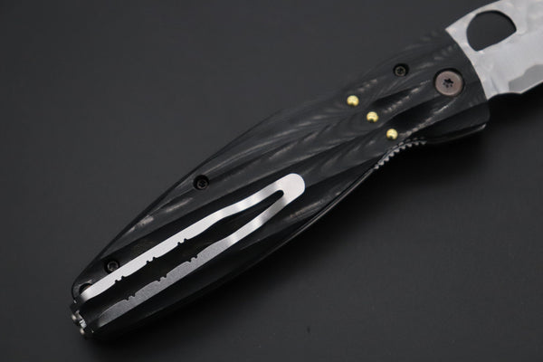 Mcusta SENGOKU Series MC-181G "ODA NOBUNAGA" SPG-2 SAN MAI Blade with Black Micarta handle, Now with Pocket Clip - japaneseknifedirect.mom