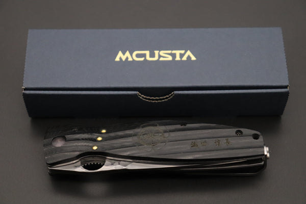 Mcusta SENGOKU Series MC-181G "ODA NOBUNAGA" SPG-2 SAN MAI Blade with Black Micarta handle, Now with Pocket Clip - japaneseknifedirect.mom
