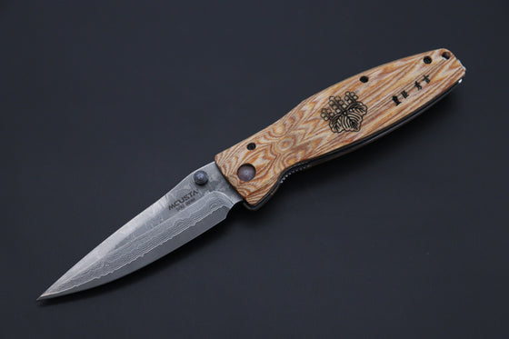 Mcusta SENGOKU Series MC-182D "TOYOTOMI HIDEYOSHI" VG-10 Damascus Blade with Yellow Pakkawood handle (Now with Pocket clip!) - japaneseknifedirect.mom
