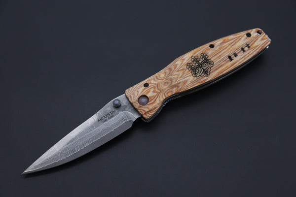 Mcusta SENGOKU Series MC-182D "TOYOTOMI HIDEYOSHI" VG-10 Damascus Blade with Yellow Pakkawood handle (Now with Pocket clip!) - japaneseknifedirect.mom