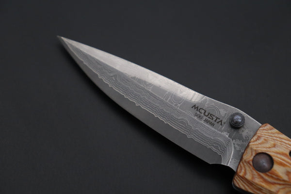 Mcusta SENGOKU Series MC-182D "TOYOTOMI HIDEYOSHI" VG-10 Damascus Blade with Yellow Pakkawood handle (Now with Pocket clip!) - japaneseknifedirect.mom