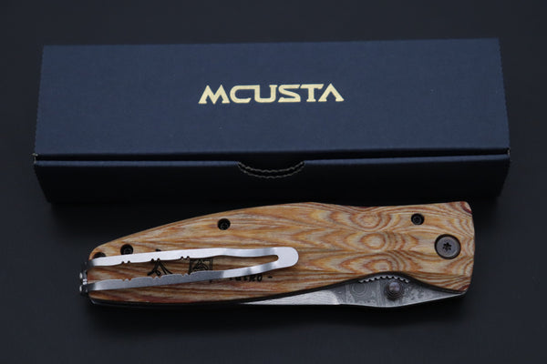 Mcusta SENGOKU Series MC-182D "TOYOTOMI HIDEYOSHI" VG-10 Damascus Blade with Yellow Pakkawood handle (Now with Pocket clip!) - japaneseknifedirect.mom