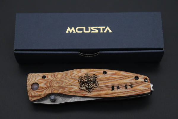 Mcusta SENGOKU Series MC-182D "TOYOTOMI HIDEYOSHI" VG-10 Damascus Blade with Yellow Pakkawood handle (Now with Pocket clip!) - japaneseknifedirect.mom