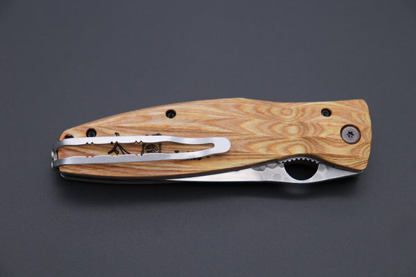 Mcusta SENGOKU Series MC-182G "TOYOTOMI HIDEYOSHI" SPG-2 SAN MAI Blade with Yellow-Pakkawood handle, Now with Pocket clip! - japaneseknifedirect.mom