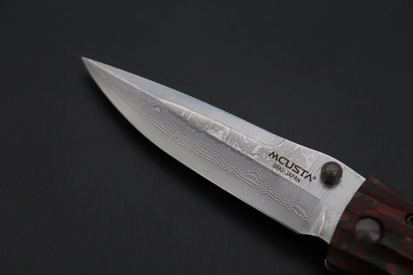 Mcusta SENGOKU Series MC-183D "TOKUGAWA IEYASU" VG-10 Damascus Blade with Red-Pakkawood handle、Now with Pocket clip! - japaneseknifedirect.mom