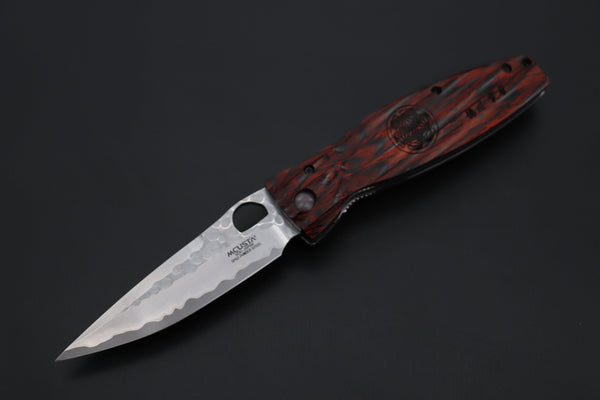 Mcusta SENGOKU Series MC-183G "TOKUGAWA IEYASU" SPG-2 SAN MAI Blade with Red-Pakkawood handle, Now with Pocket Clip - japaneseknifedirect.mom