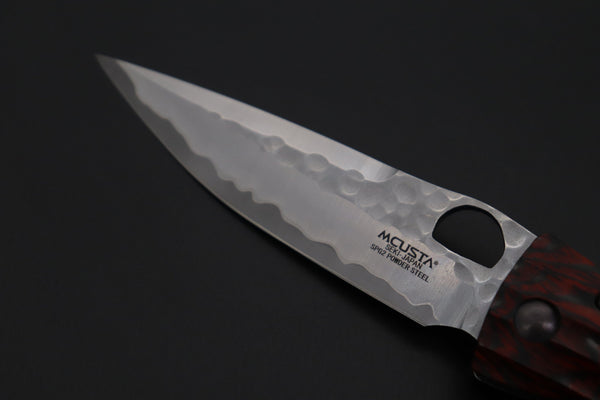 Mcusta SENGOKU Series MC-183G "TOKUGAWA IEYASU" SPG-2 SAN MAI Blade with Red-Pakkawood handle, Now with Pocket Clip - japaneseknifedirect.mom