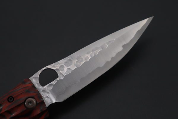 Mcusta SENGOKU Series MC-183G "TOKUGAWA IEYASU" SPG-2 SAN MAI Blade with Red-Pakkawood handle, Now with Pocket Clip - japaneseknifedirect.mom