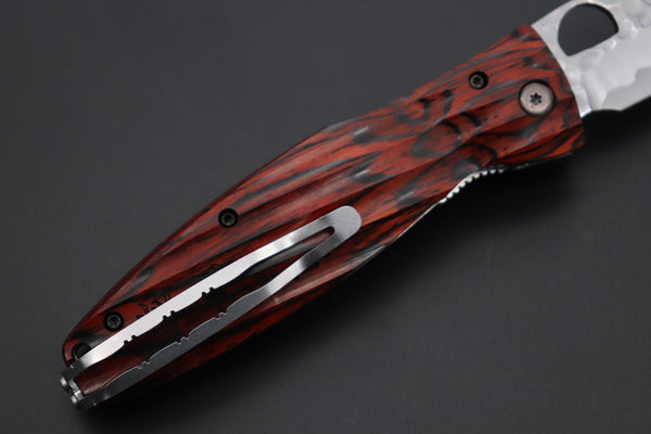Mcusta SENGOKU Series MC-183G "TOKUGAWA IEYASU" SPG-2 SAN MAI Blade with Red-Pakkawood handle, Now with Pocket Clip - japaneseknifedirect.mom
