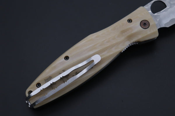 Mcusta SENGOKU Series MC-185G "UESUGI KENSHIN" SPG-2 SAN MAI Blade with White Micarta Handle (Now with Pocket Clip) - japaneseknifedirect.mom