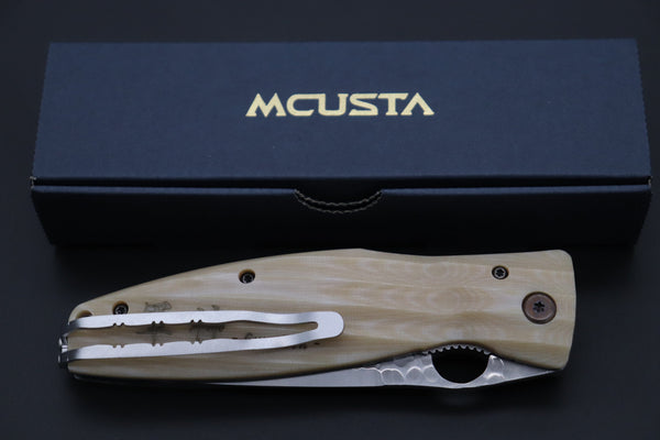 Mcusta SENGOKU Series MC-185G "UESUGI KENSHIN" SPG-2 SAN MAI Blade with White Micarta Handle (Now with Pocket Clip) - japaneseknifedirect.mom