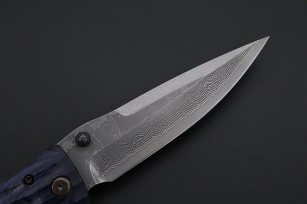 Mcusta SENGOKU Series MC-186D "DATE MASAMUNE" VG-10 Damascus Blade with Blue Pakkawood Handle, Now with Pocket Clip! - japaneseknifedirect.mom