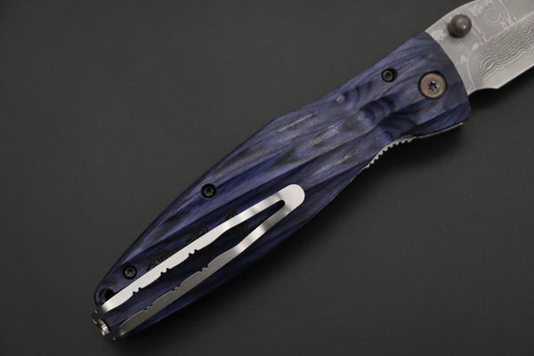 Mcusta SENGOKU Series MC-186D "DATE MASAMUNE" VG-10 Damascus Blade with Blue Pakkawood Handle, Now with Pocket Clip! - japaneseknifedirect.mom