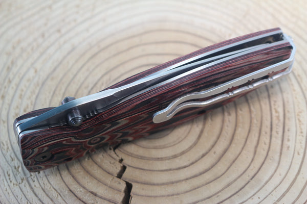 Mcusta SENGOKU Series MC-187D "TAKEDA SHINGEN" VG-10 Damascus Blade with Red/Black Pakkawood Handle - japaneseknifedirect.mom