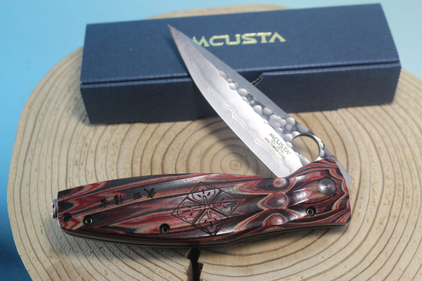 Mcusta SENGOKU Series MC-187G "TAKEDA SHINGEN" SPG-2 SAN MAI Blade with Red/Black Pakkawood Handle - japaneseknifedirect.mom