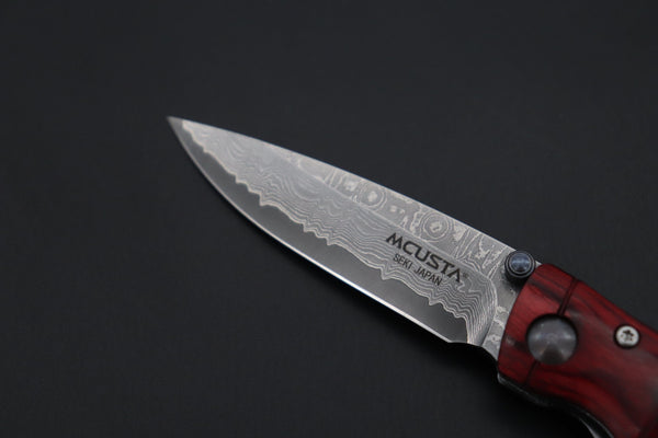 Mcusta Shinra Natural Series MC-75D TAKE VG-10 Damascus (Red-Pakka Wood Handle) - japaneseknifedirect.mom
