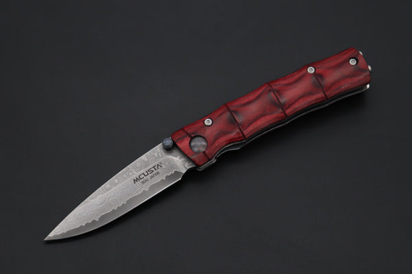Mcusta Shinra Natural Series MC-75D TAKE VG-10 Damascus (Red-Pakka Wood Handle) - japaneseknifedirect.mom