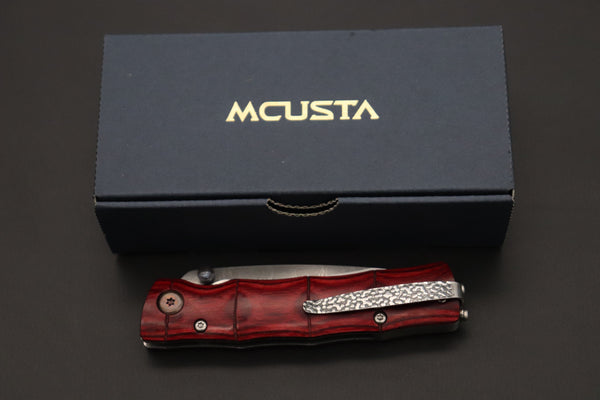 Mcusta Shinra Natural Series MC-75D TAKE VG-10 Damascus (Red-Pakka Wood Handle) - japaneseknifedirect.mom