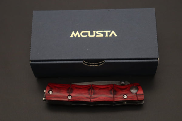 Mcusta Shinra Natural Series MC-75D TAKE VG-10 Damascus (Red-Pakka Wood Handle) - japaneseknifedirect.mom