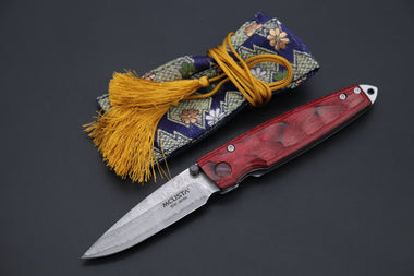 Mcusta Shinra Natural Series MC-78D TSUCHI VG-10 Damascus (Red-Pakka Wood Handle) - japaneseknifedirect.mom