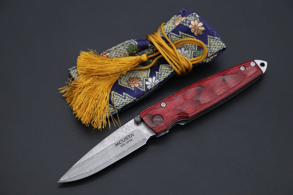 Mcusta Shinra Natural Series MC-78D TSUCHI VG-10 Damascus (Red-Pakka Wood Handle) - japaneseknifedirect.mom