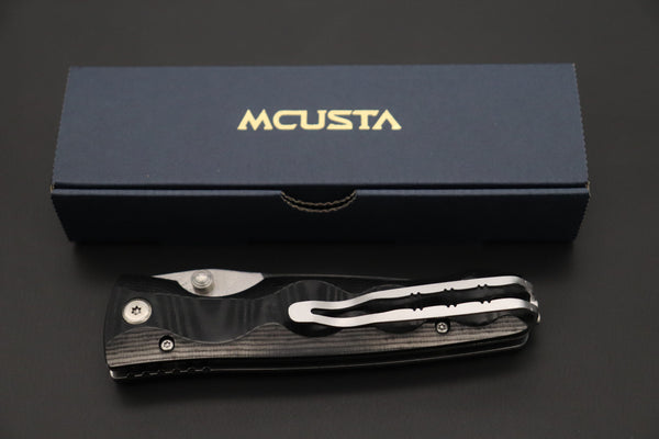 Mcusta Tactility Elite Folder Series MC-121D VG-10 Damascus Blade with Black Linen Micarta Handle - japaneseknifedirect.mom