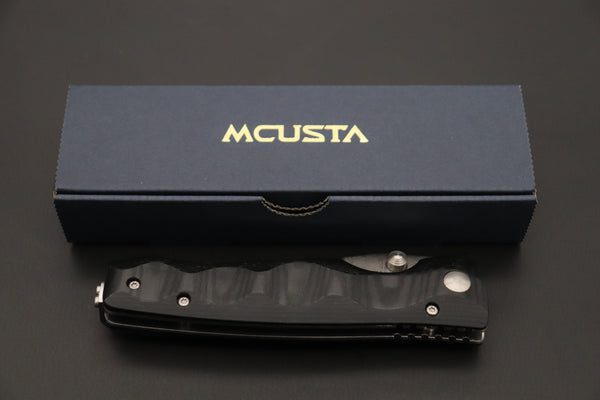 Mcusta Tactility Elite Folder Series MC-121D VG-10 Damascus Blade with Black Linen Micarta Handle - japaneseknifedirect.mom