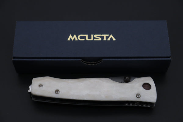 Mcusta Tactility Elite Folder Series MC-126D VG-10 Damascus Blade with Dupont White Corian Handle - japaneseknifedirect.mom