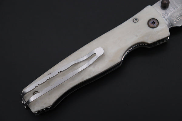 Mcusta Tactility Elite Folder Series MC-126D VG-10 Damascus Blade with Dupont White Corian Handle - japaneseknifedirect.mom