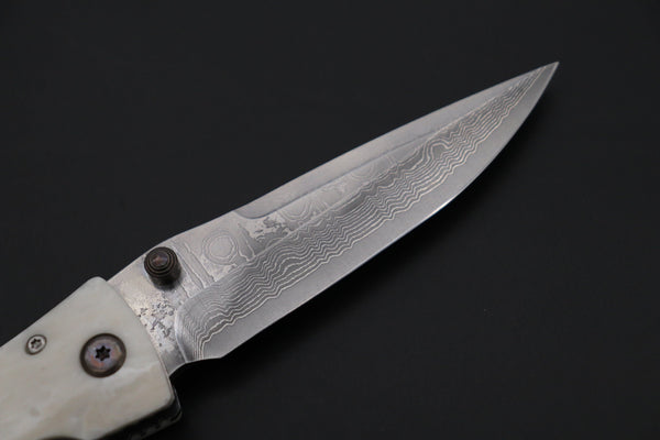 Mcusta Tactility Elite Folder Series MC-126D VG-10 Damascus Blade with Dupont White Corian Handle - japaneseknifedirect.mom