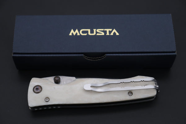 Mcusta Tactility Elite Folder Series MC-126D VG-10 Damascus Blade with Dupont White Corian Handle - japaneseknifedirect.mom