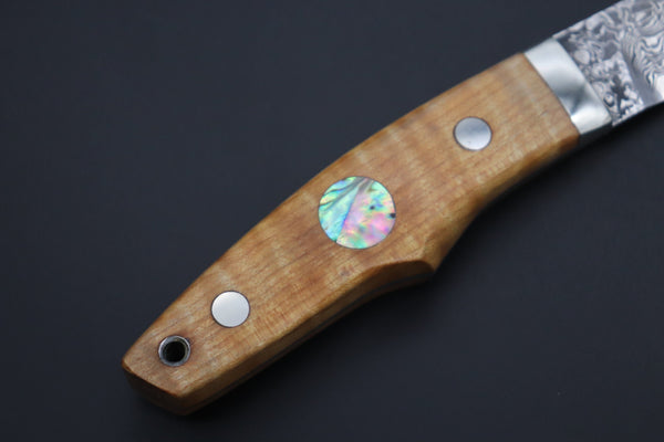 Mr. Itou  IT-1020 Drop Point Utility Hunter, 3.5" R-2 Damascus Blade, Stabilized Maplewood Handle