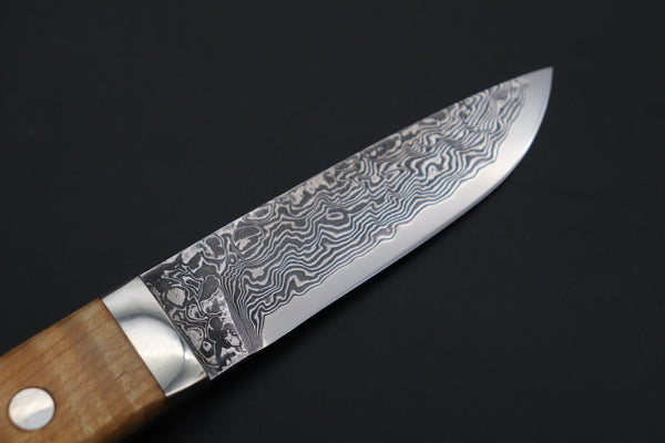 Mr. Itou  IT-1020 Drop Point Utility Hunter, 3.5" R-2 Damascus Blade, Stabilized Maplewood Handle