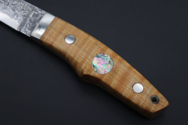 Mr. Itou  IT-1020 Drop Point Utility Hunter, 3.5" R-2 Damascus Blade, Stabilized Maplewood Handle