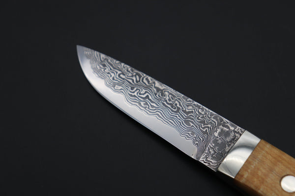 Mr. Itou  IT-1020 Drop Point Utility Hunter, 3.5" R-2 Damascus Blade, Stabilized Maplewood Handle