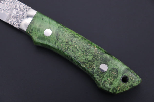 Mr. Itou  IT-205B  Custom R2 Damascus 5-1/2" Drop-point Hunter, Maple Burl wood Handle - japaneseknifedirect.mom