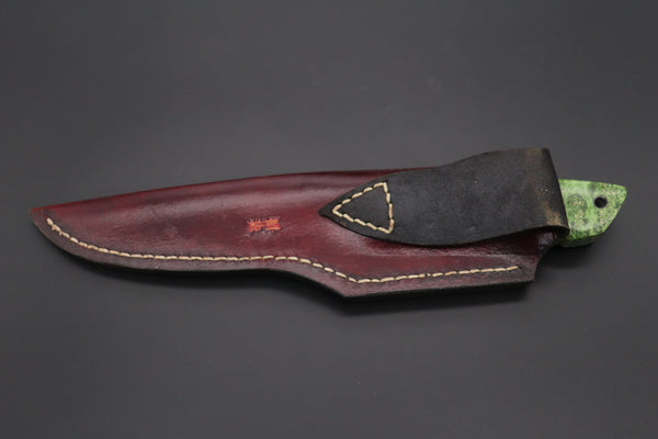 Mr. Itou  IT-205B  Custom R2 Damascus 5-1/2" Drop-point Hunter, Maple Burl wood Handle - japaneseknifedirect.mom