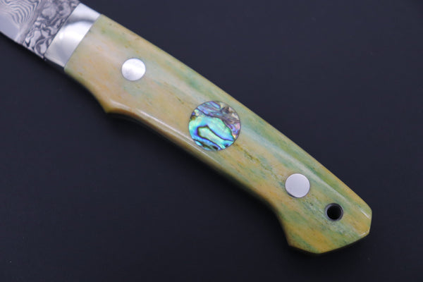 Mr. Itou  IT-440B Drop point Utility Hunter, R2 Damascus Blade,  Camelbone Handle - japaneseknifedirect.mom