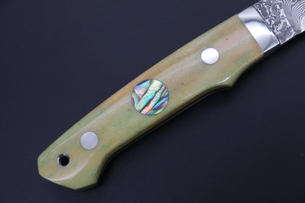 Mr. Itou  IT-440B Drop point Utility Hunter, R2 Damascus Blade,  Camelbone Handle - japaneseknifedirect.mom