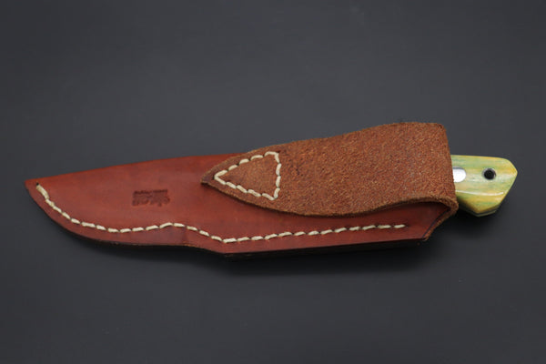 Mr. Itou  IT-440B Drop point Utility Hunter, R2 Damascus Blade,  Camelbone Handle - japaneseknifedirect.mom
