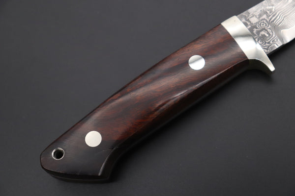 Mr. Itou  IT-490B Drop Point Hunter, 3" R-2 Damascus Blade, Desert Ironwood Handle