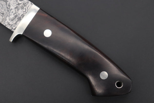 Mr. Itou  IT-590L Drop Point Hunter,  4-3/4" R-2 Damascus Blade, Premium Desert Ironwood Handle - japaneseknifedirect.mom