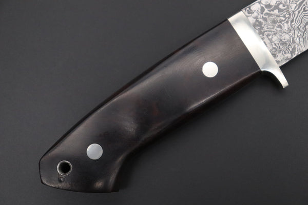 Mr. Itou  IT-590L Drop Point Hunter,  4-3/4" R-2 Damascus Blade, Premium Desert Ironwood Handle - japaneseknifedirect.mom