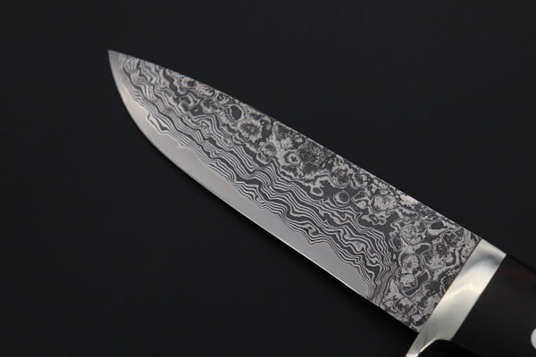 Mr. Itou  IT-590L Drop Point Hunter,  4-3/4" R-2 Damascus Blade, Premium Desert Ironwood Handle - japaneseknifedirect.mom