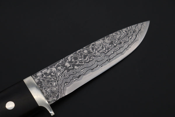 Mr. Itou  IT-590L Drop Point Hunter,  4-3/4" R-2 Damascus Blade, Premium Desert Ironwood Handle - japaneseknifedirect.mom