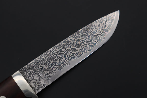 Mr. Itou  IT-590M Drop Point Hunter,  4-1/4" R-2 Damascus Blade, Premium Desert Ironwood Handle - japaneseknifedirect.mom