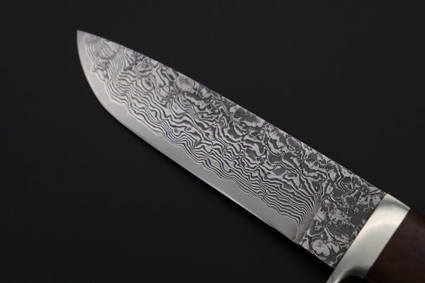 Mr. Itou  IT-590M Drop Point Hunter,  4-1/4" R-2 Damascus Blade, Premium Desert Ironwood Handle - japaneseknifedirect.mom